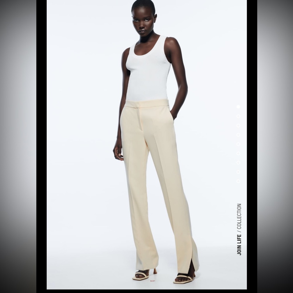 Zara Cream Pants with split hems